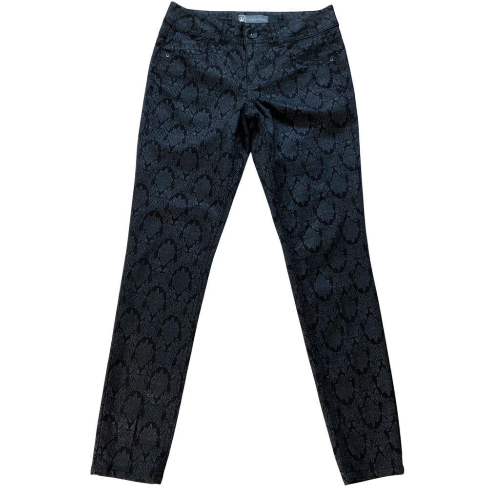 Wit & Wisdom Womens Jeans size 6 Black Embossed Skinny Slim Leg x30"insm Stretch